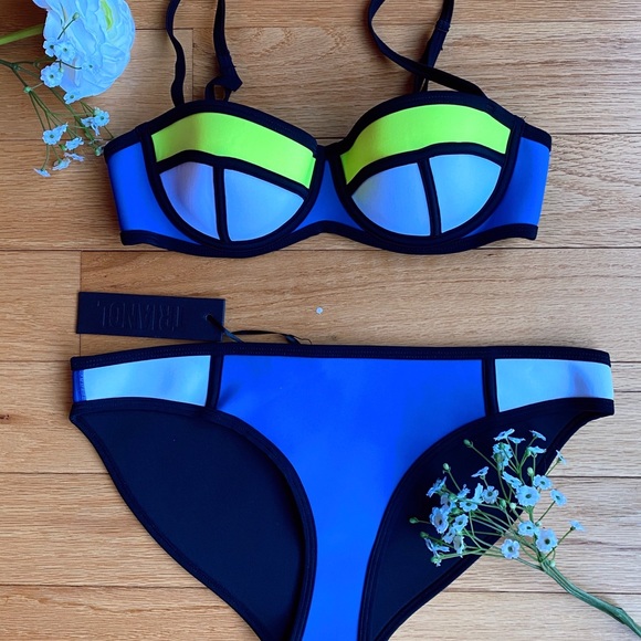 triangl swimwear Other - Triangl Swimwear Blue and Neon Yellow Bikini